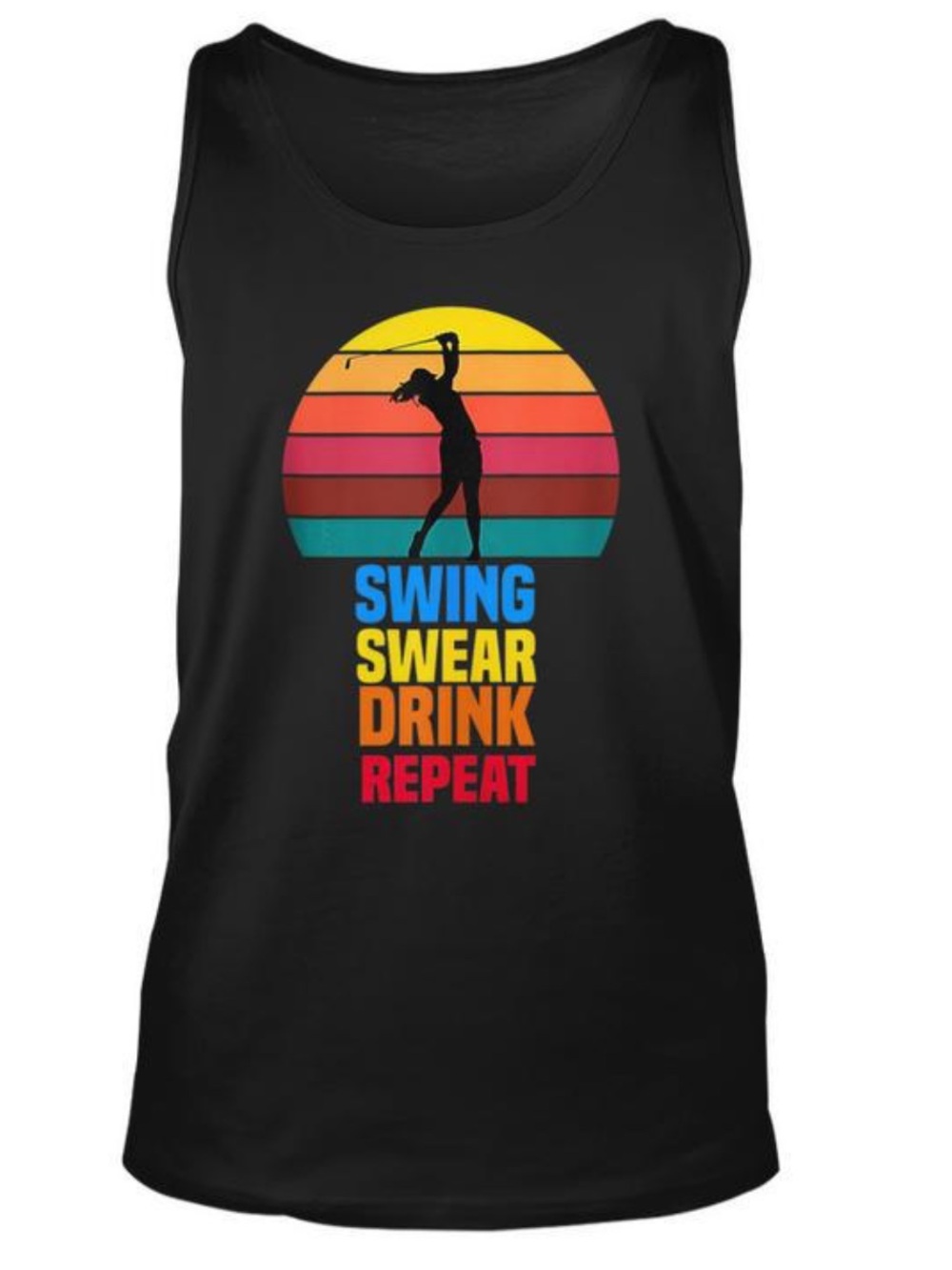 NWT- Swing Swear Drink Repeat Golf Tank Top - Black